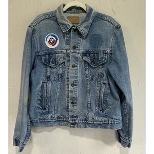 Vintage Distressed Levi's Trucker WPL 423 Denim Jacket BMW Size 43 Made In USA